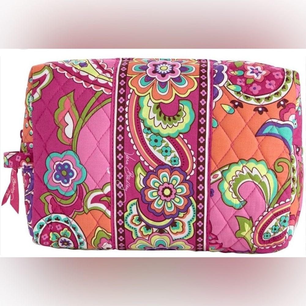 Vibrant Floral Paisley ver Brady Quilted makeup Bag